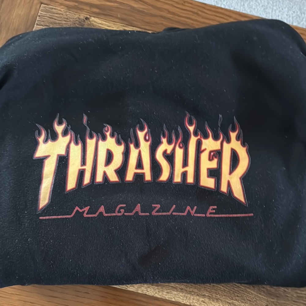 Thrasher Crewneck Black and Orange Flame Logo Sweater
